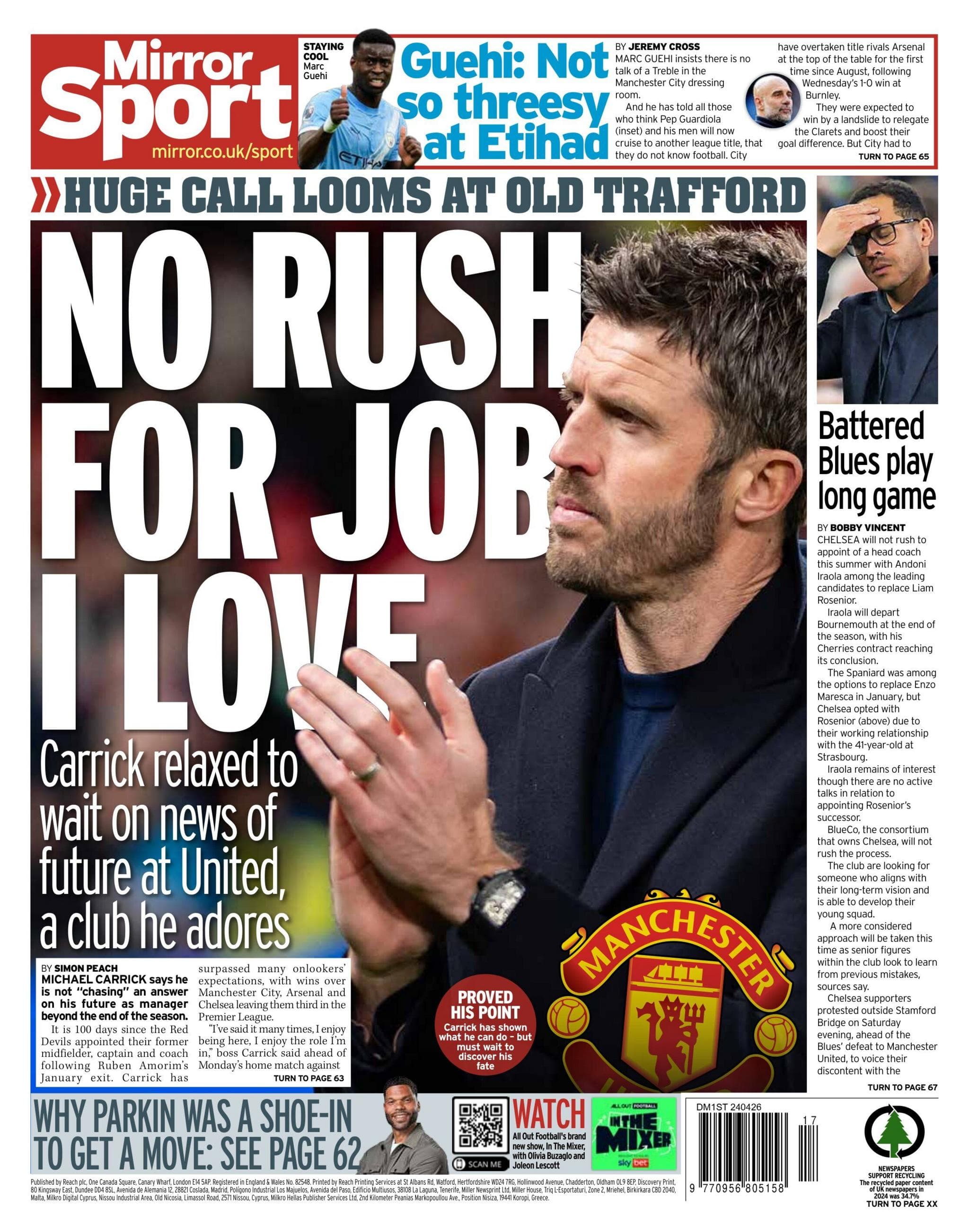 Daily Mirror back page - 24 April