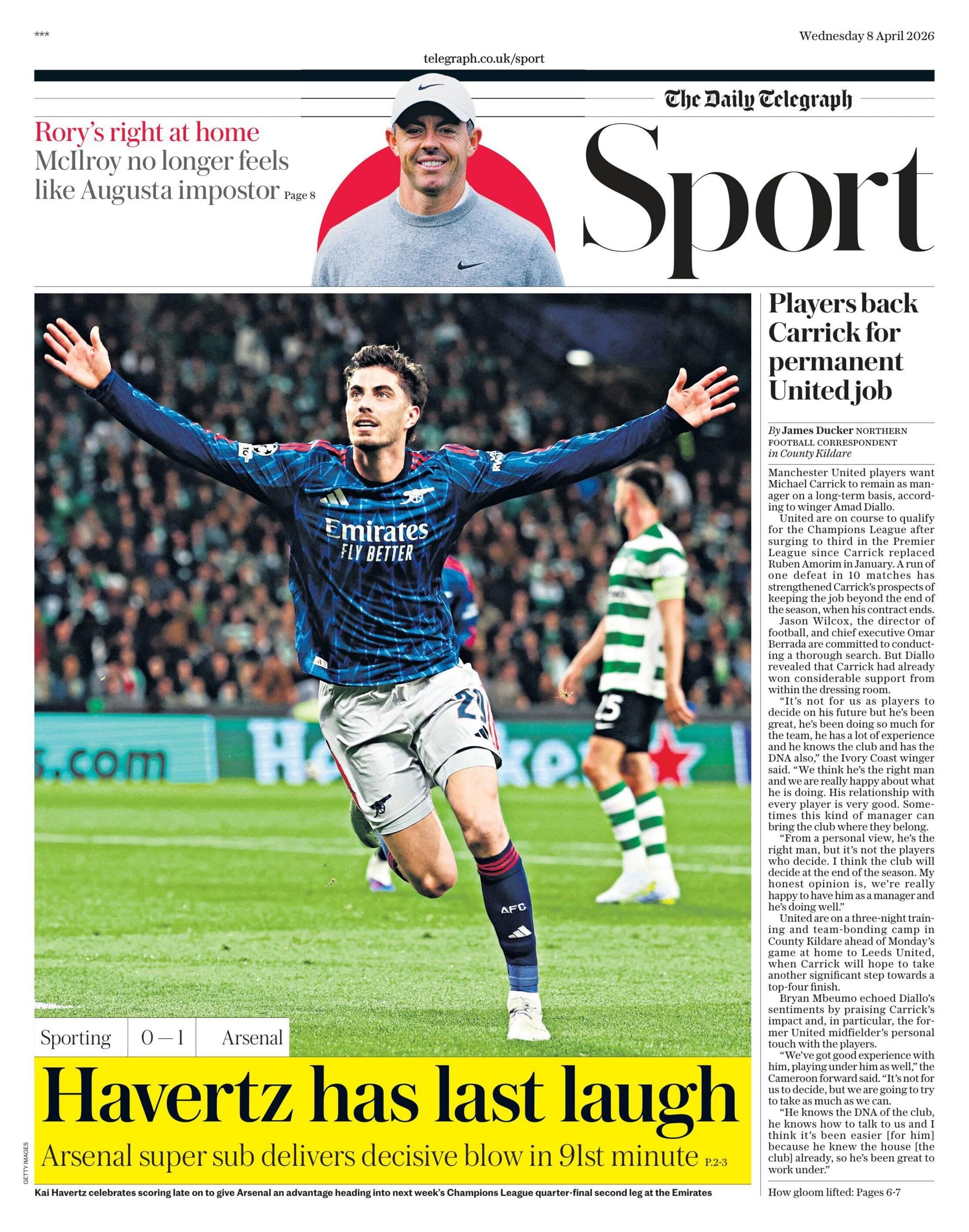 Daily Telegraph back page - 8 April