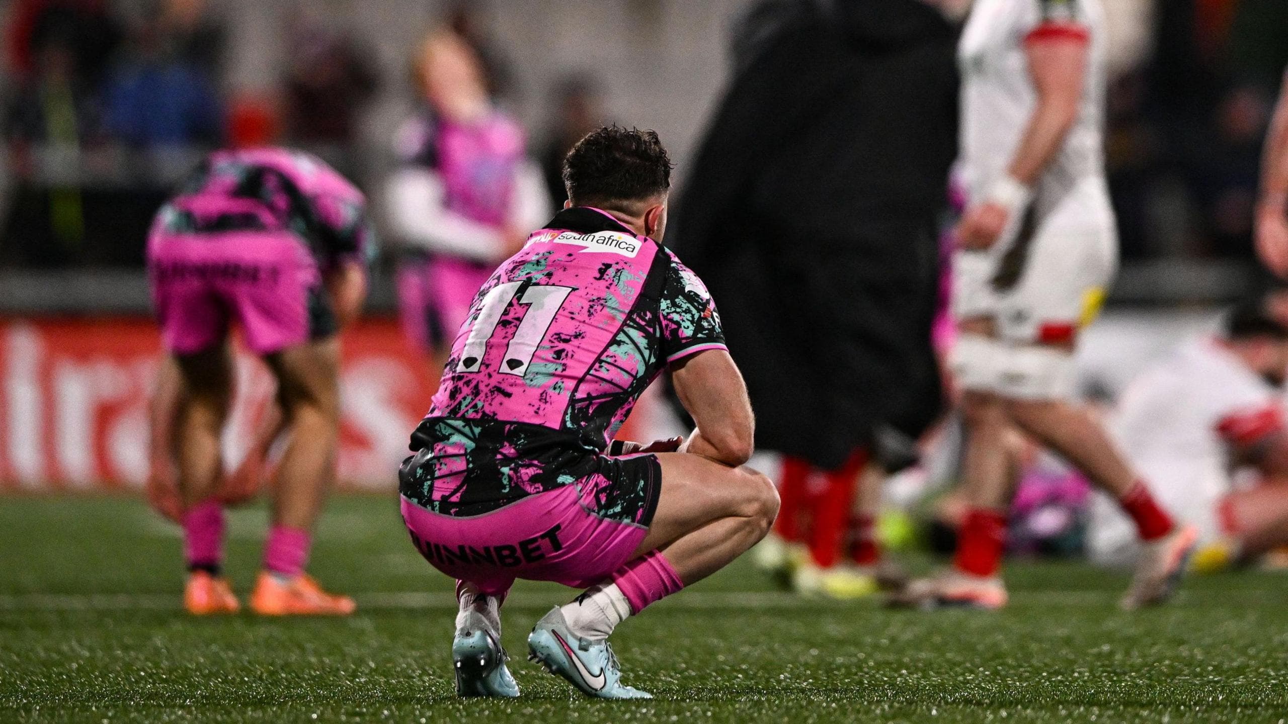 Luke Morgan is dejected on the field after Ospreys' defeat by Ulster in Belfast