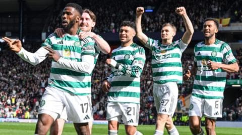 Celtic players celebrating