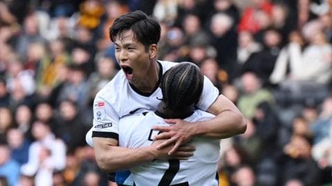 Tomoki Iwata celebrates scoring Birmingham's equaliser at Hull