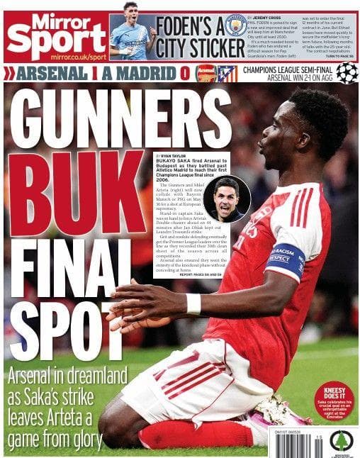 The Daily Mirror back page