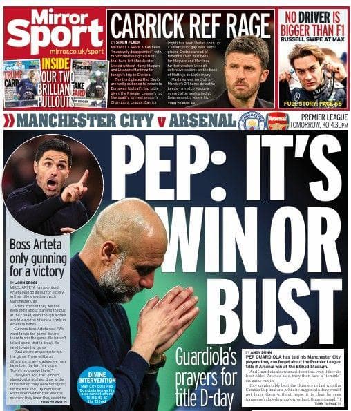 The Daily Mirror back page