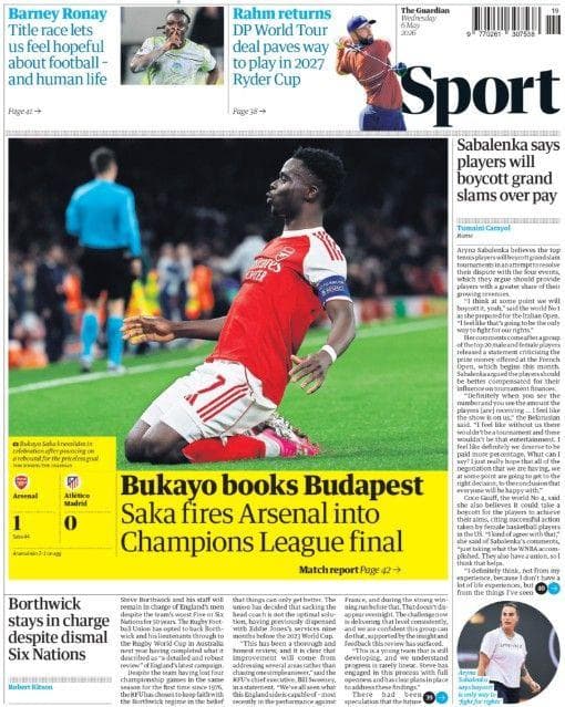 The Guardian back page