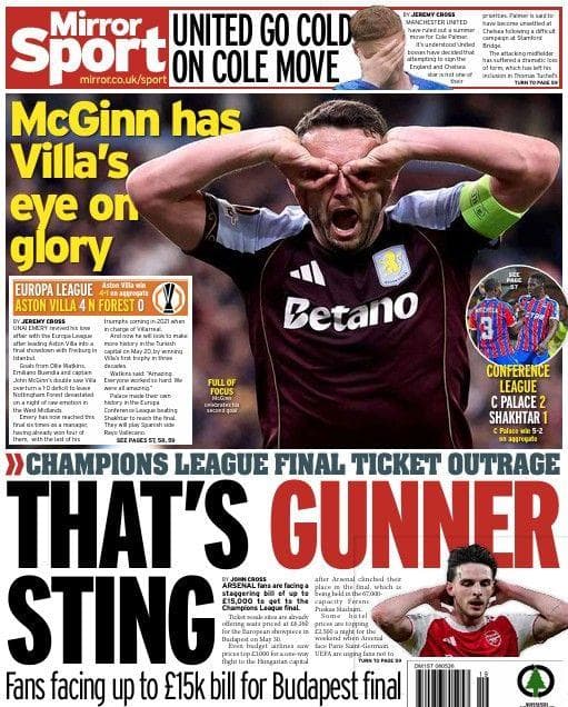 The Daily Mirror back page