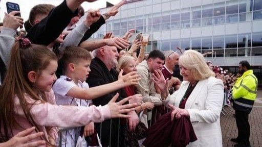 Hearts chair Ann Budge greets the fans