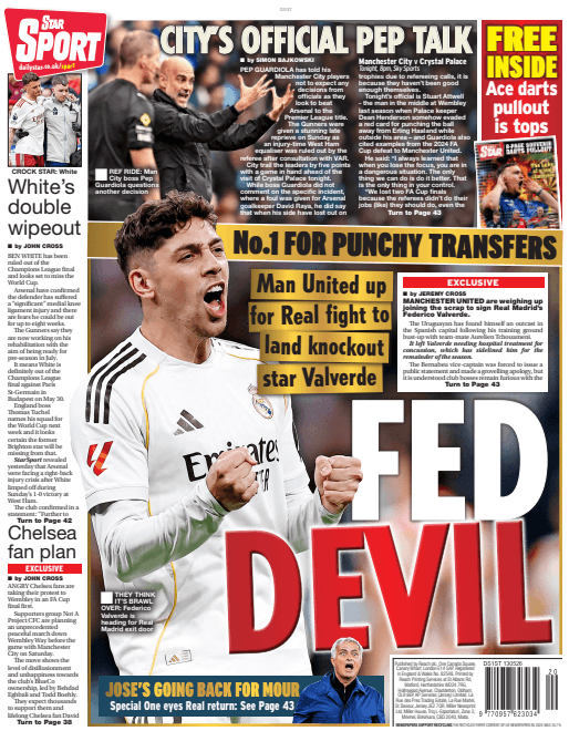 Back page of the Daily Star on 13 May 2026