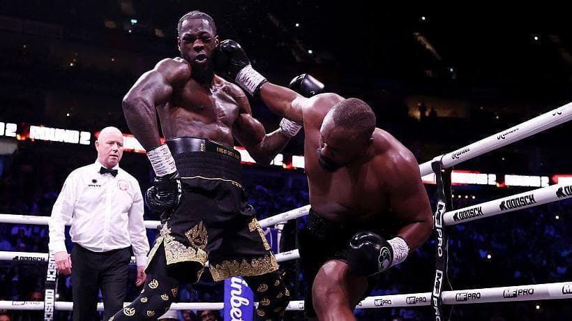 Deontay Wilder is punched by Deontay Wilder