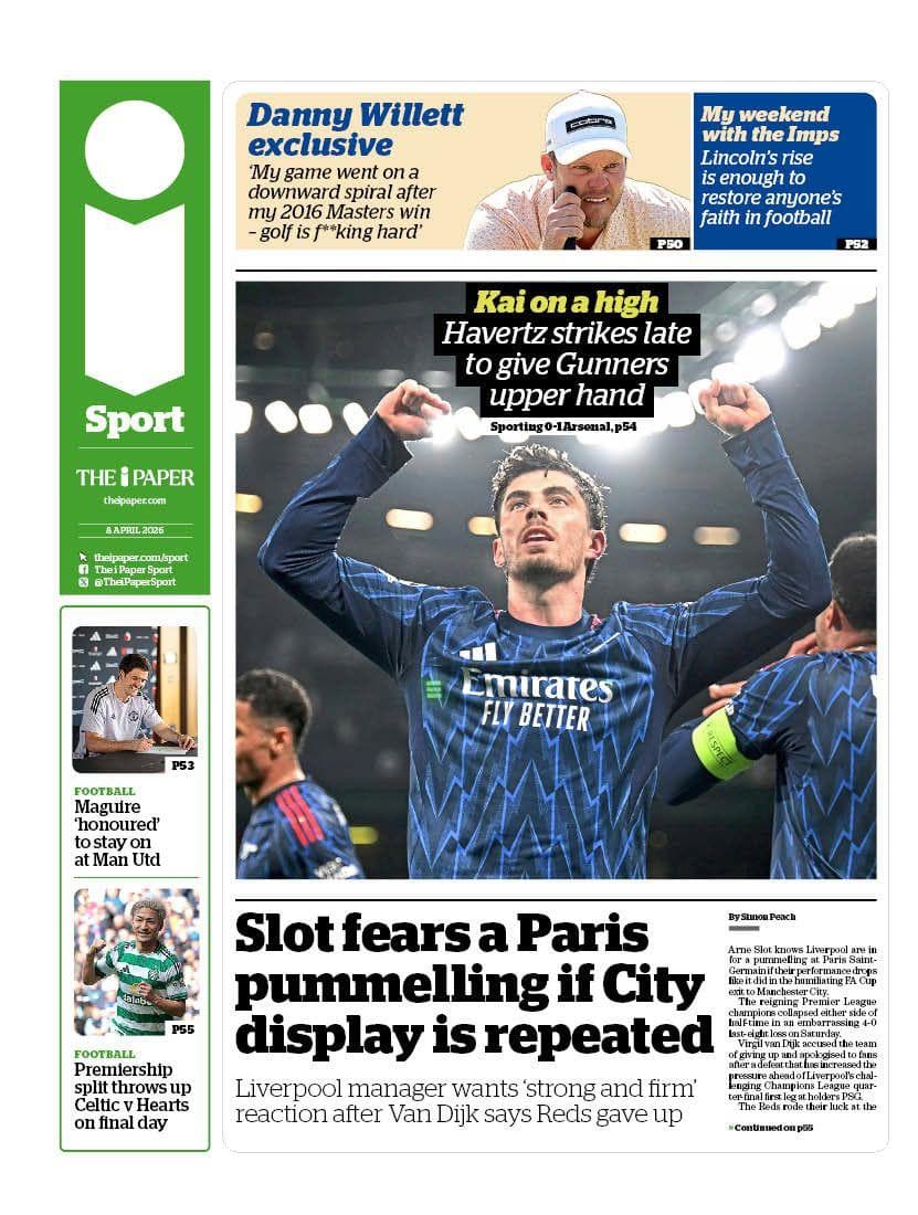 i Sport back page - Wednesday 8 April