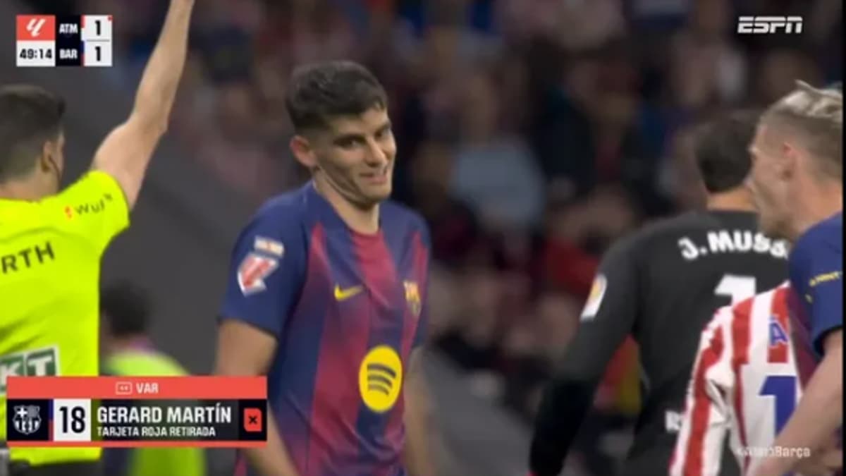 Durísima entrada a la tibia y anulan la roja a Gerard Martín