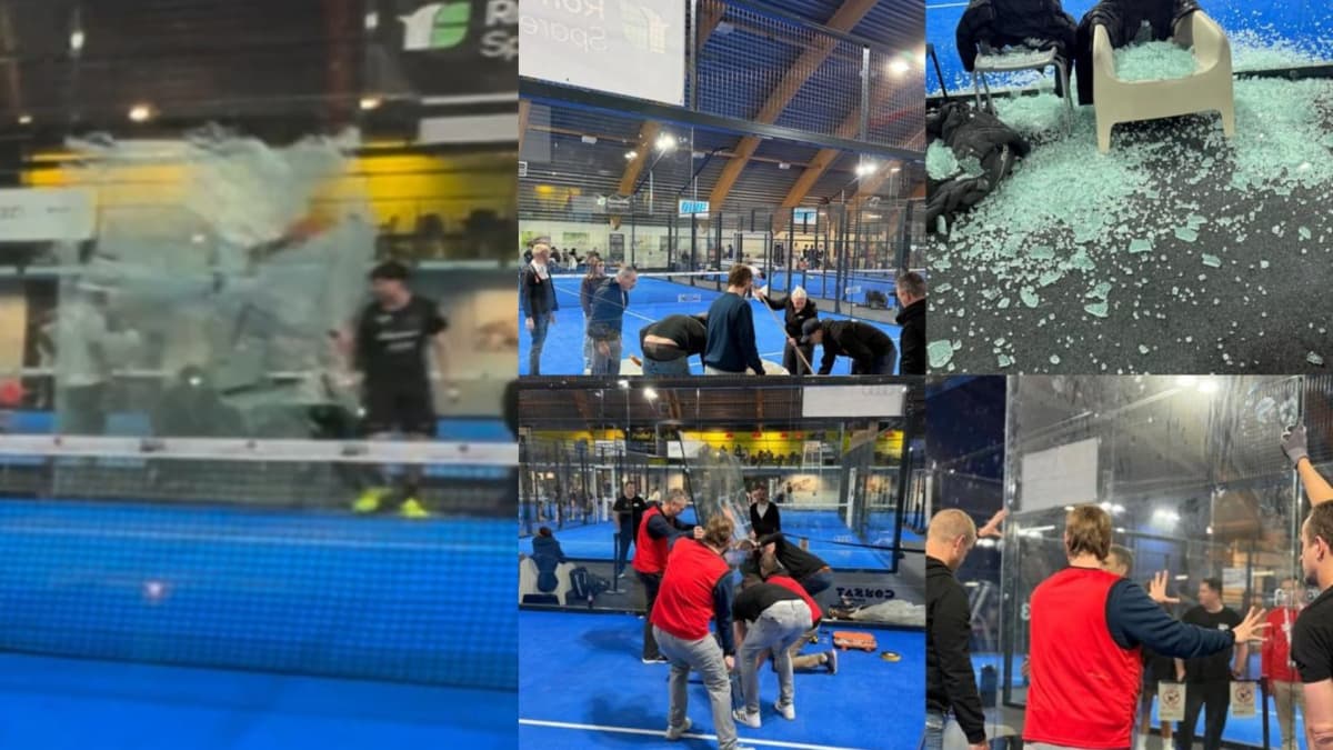 Susto en Noruega: un jugador español revienta el cristal de la pista y le cae encima a un aficionado