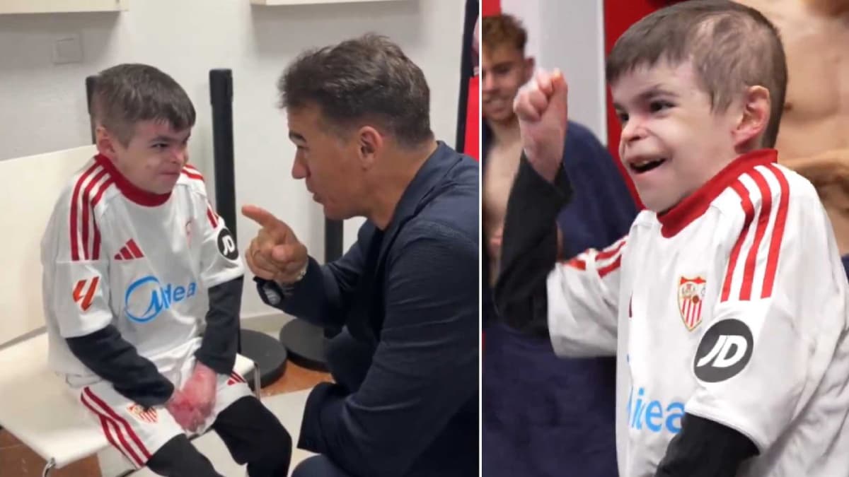 Leo, el niño sevillano con piel de mariposa, uno mås en la fiesta del vestuario del Sevilla