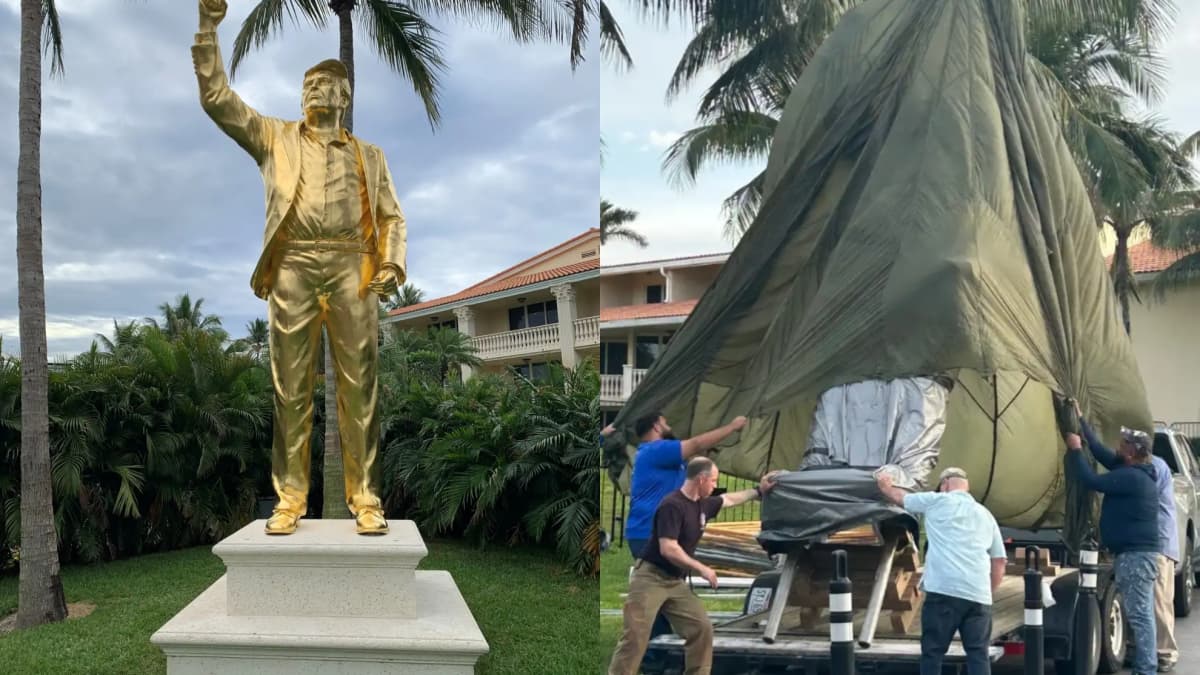 La nueva estatua de oro de Trump causa furor en Doral antes del inicio del Cadillac Championship