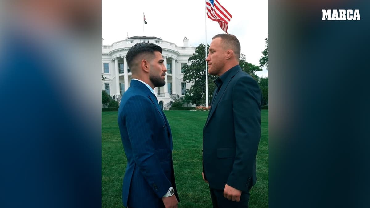 Se respira aura: primer cara a cara entre Ilia Topuria y Justin Gaethje... ¡frente a la Casa Blanca!