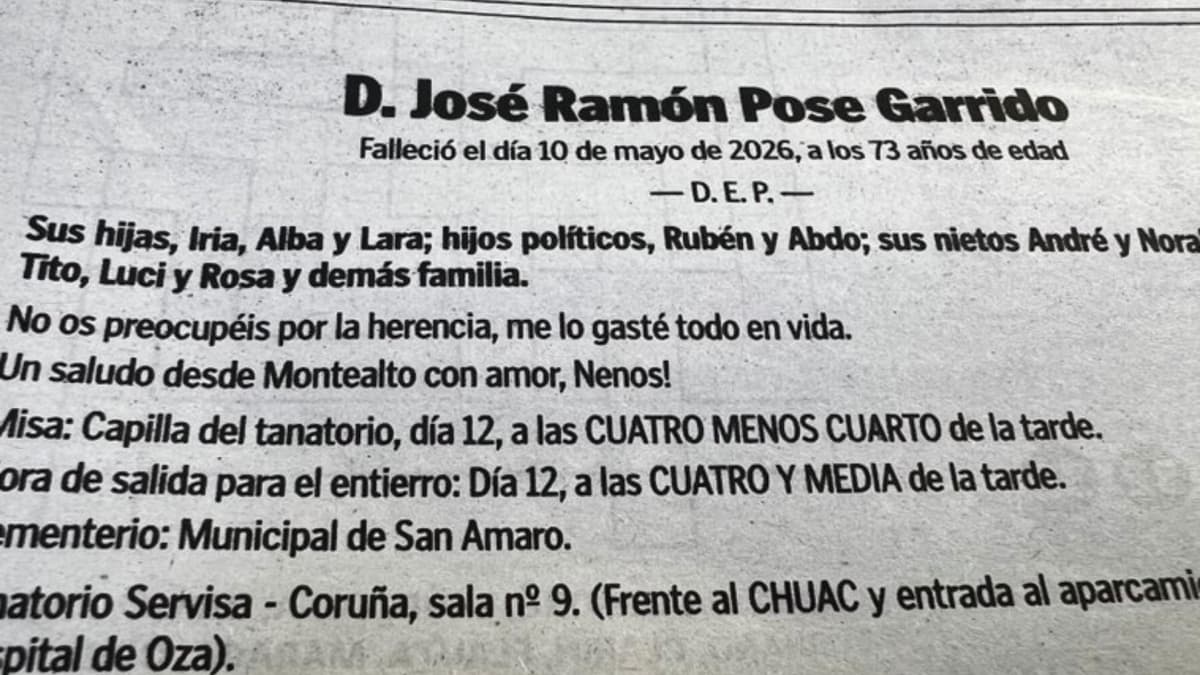 La esquela más viral: "No os preocupéis por la herencia, me lo gasté todo en vida"