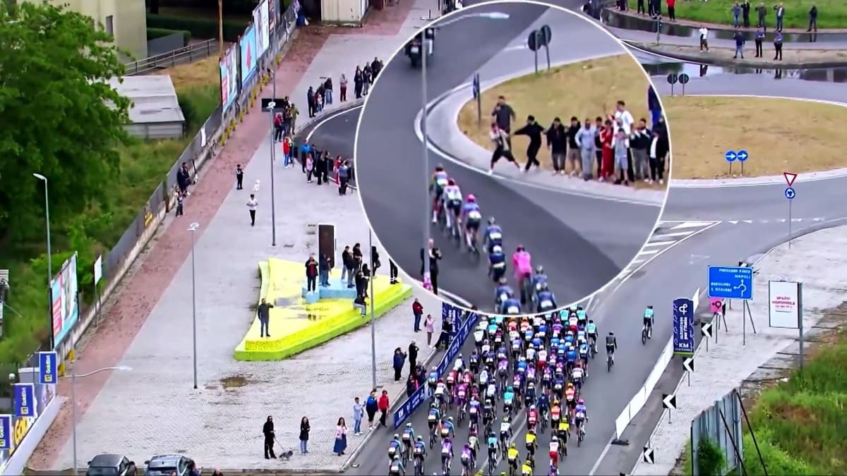 Un impresentable sabotea el Giro intentando derribar al pelotón