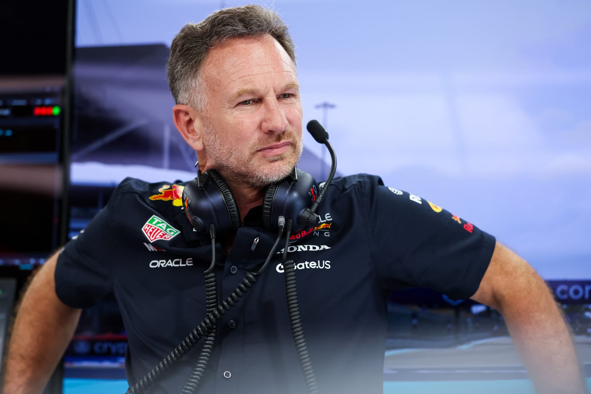 Horner, en el box de Red Bull.