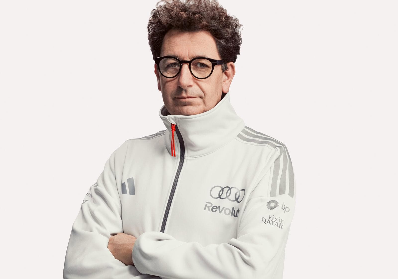 Mattia Binotto, con la nueva ropa de Audi creada por Adidas.