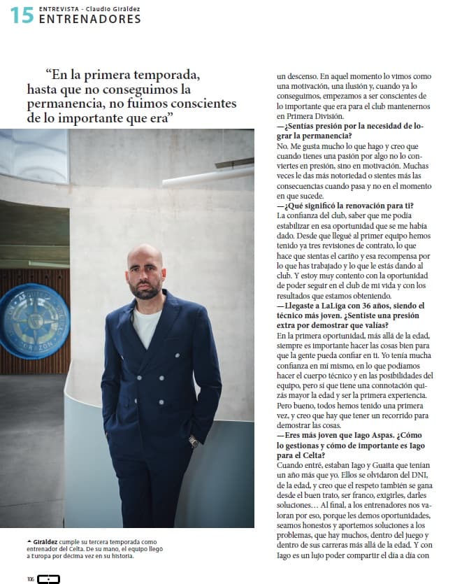 El inicio de la entrevista a Claudio Giráldez