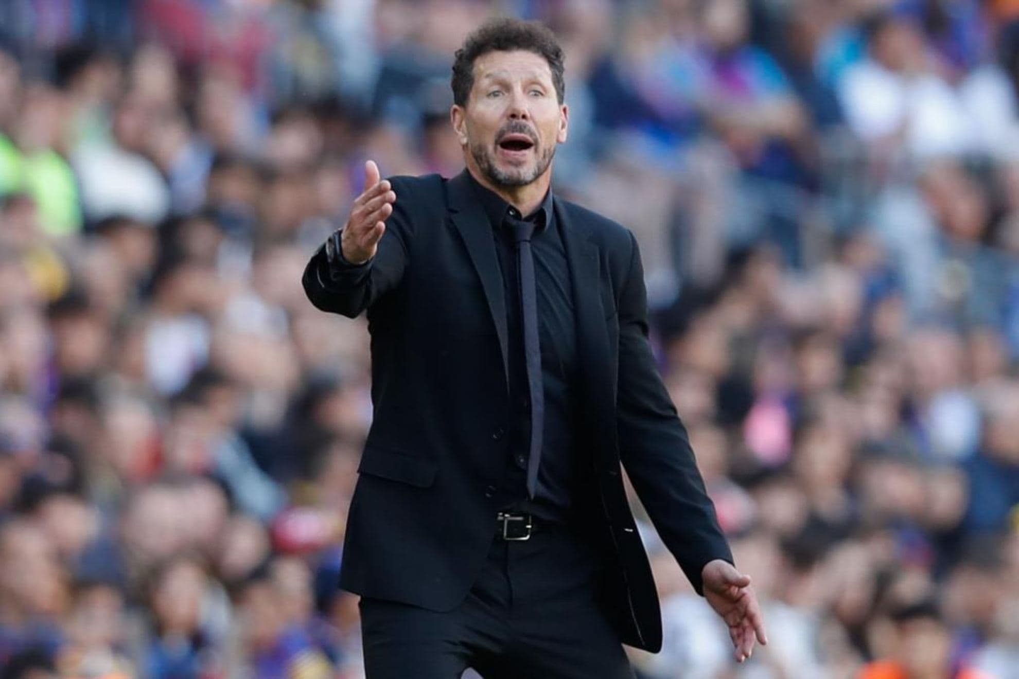 Simeone, en el Camp Nou.