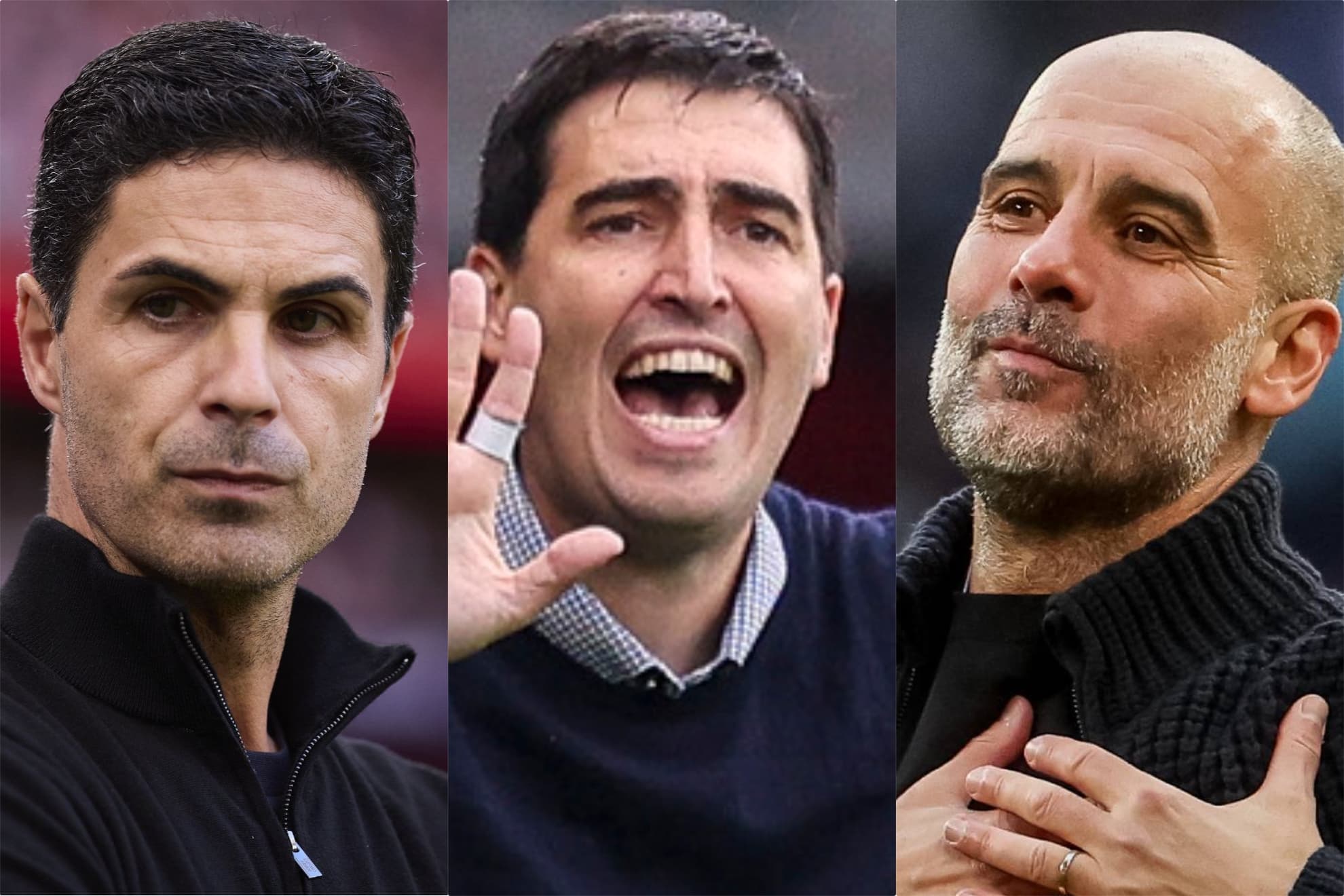 Arteta, Iraola y Guardiola