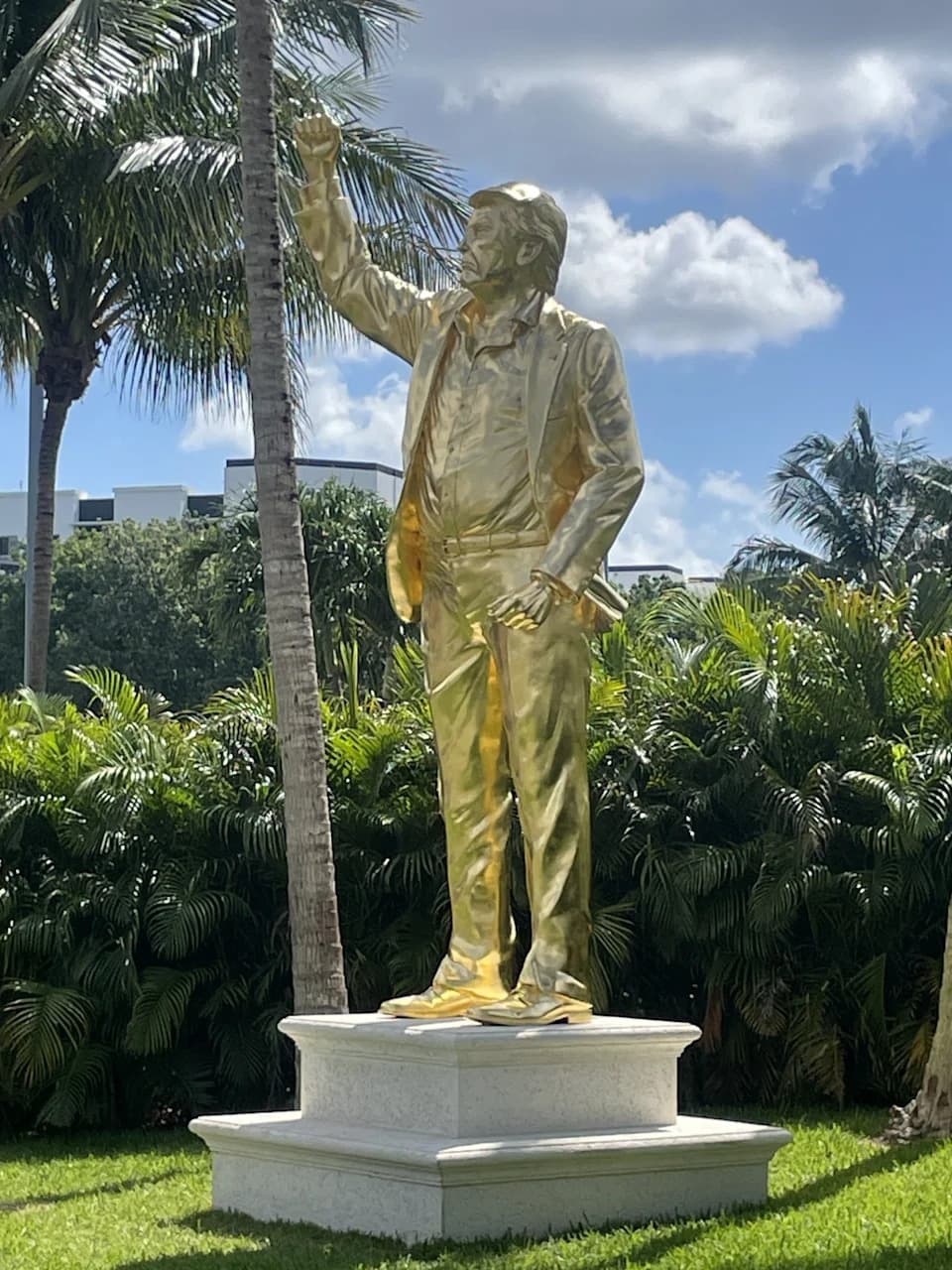 The gold statue of Donald Trump was erected at Trump National Doral in time for this week's Cadillac Championship.
