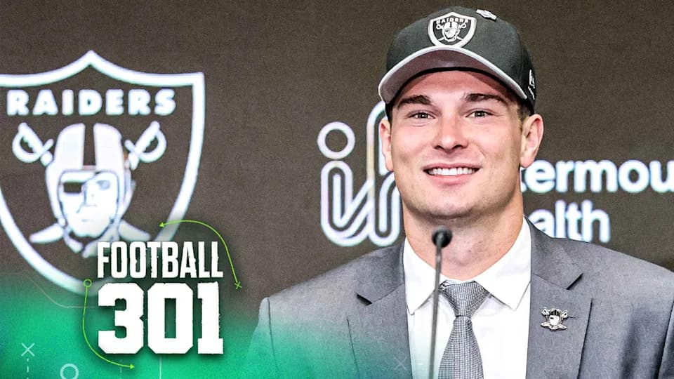 HENDERSON, NEVADA - APRIL 24: Quarterback Fernando Mendoza, selected yesterday by the Las Vegas Raiders as the No. 1 overall pick in the 2026 NFL draft, attends a news conference at the Las Vegas Raiders Headquarters/Intermountain Health Performance Center on April 24, 2026 in Henderson, Nevada. (Photo by Ethan Miller/Getty Images)