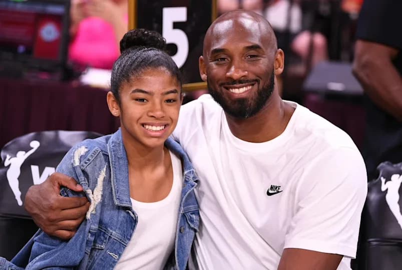 Kobe Bryant is pictured with his daughter Gianna at the WNBA All Star Game at Mandalay Bay Events Center.