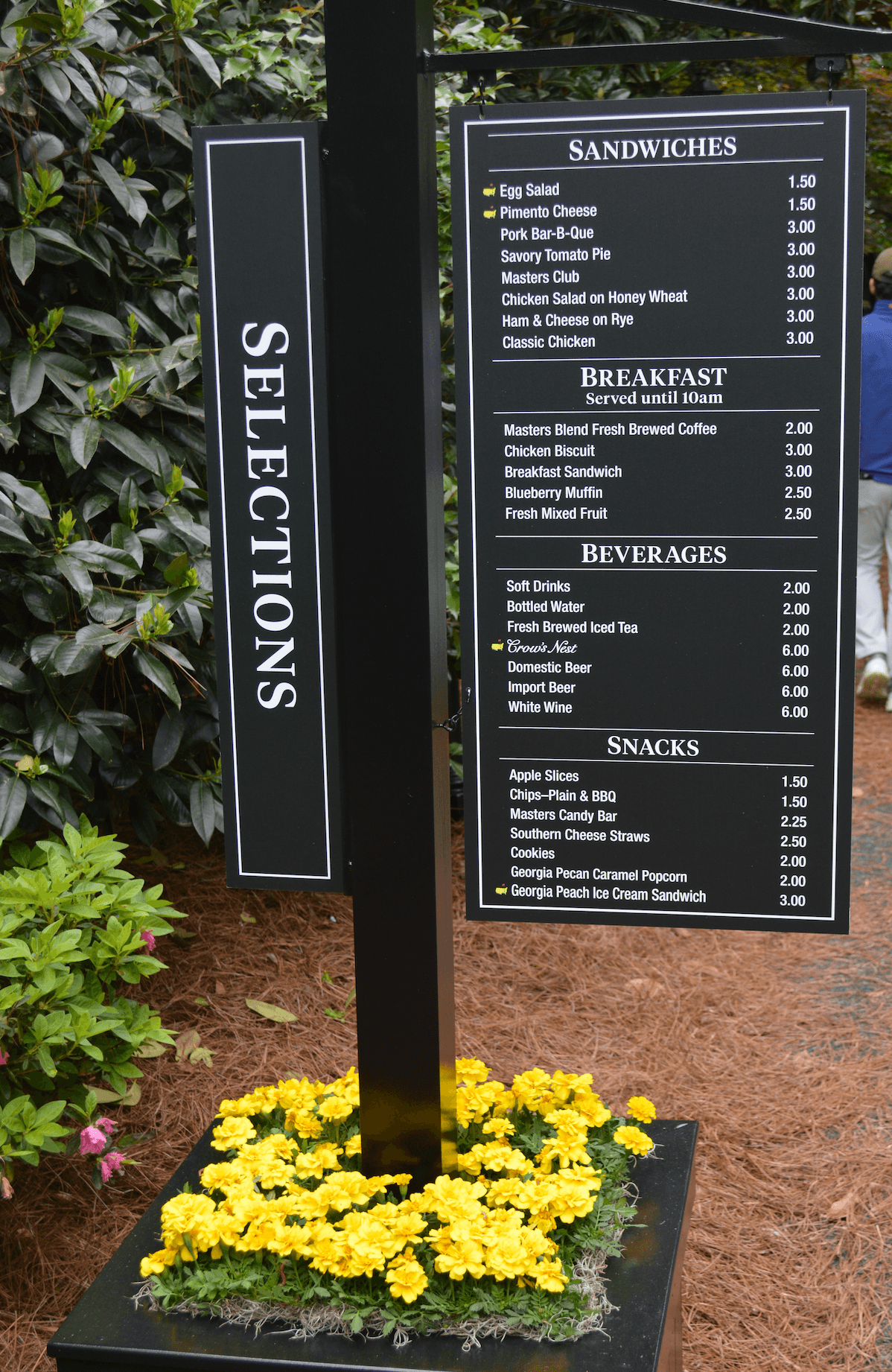 Not even the Masters' concession menu is inflation-proof ... and yet the entire menu will cost you only $75.75